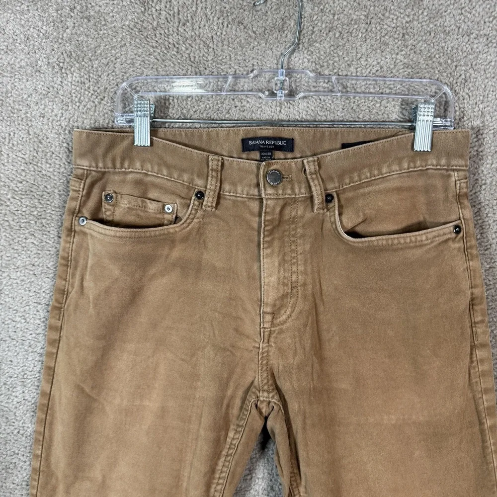 Banana Republic‎ Traveler Jeans Mens 30x28 Brown Slim Tapered Stretch Denim
